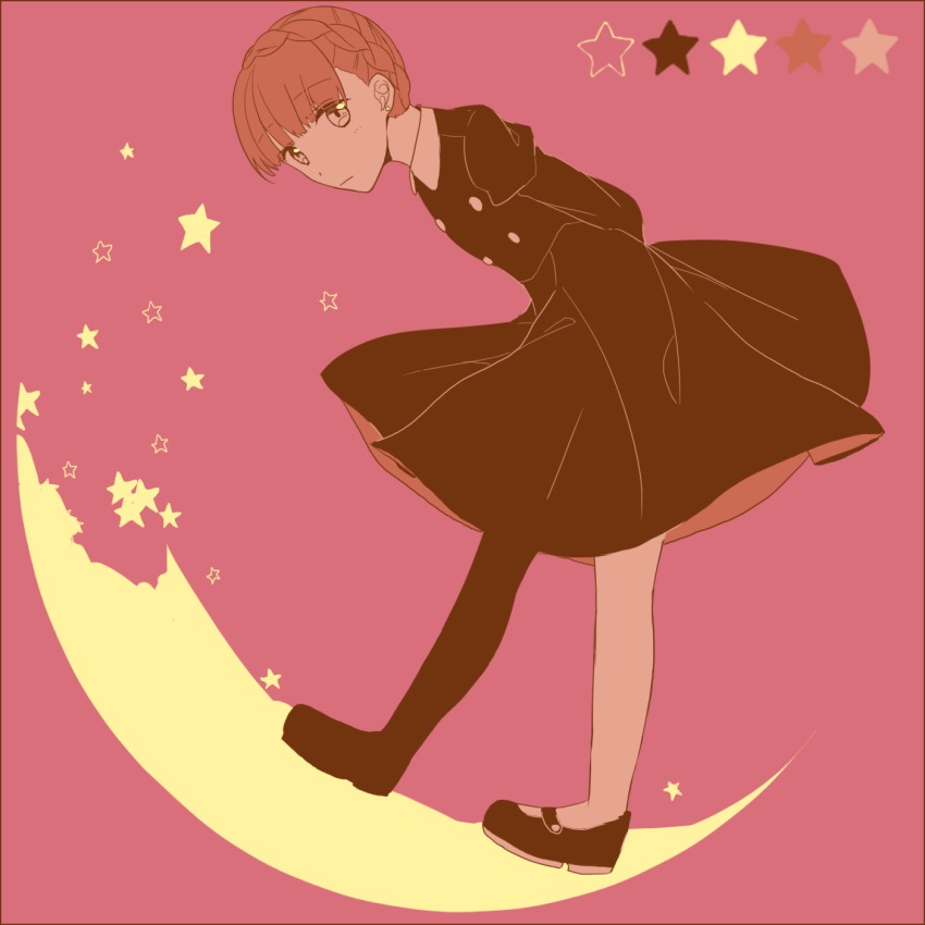 10s, 1girl, aldnoah.zero, bad_id, bad_pixiv_id, braid, crescent_moon, eddelrittuo