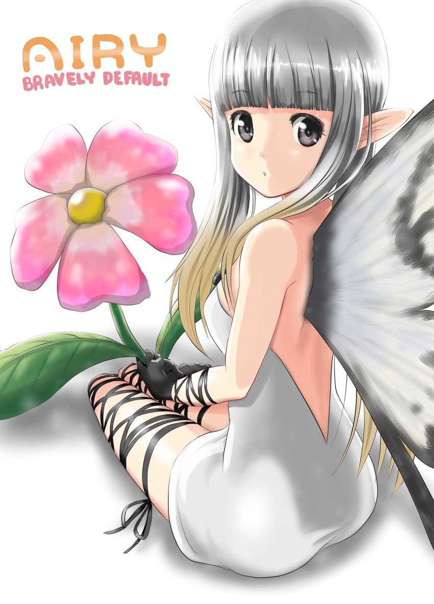 1girl, airy_(bravely_default), backless_dress, backless_outfit, bravely_default:_flying_fairy, bravely_default_(series), butterfly_wings, dress