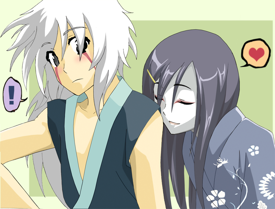 2boys, artemis-girl, closed_eyes, jiraiya_(naruto), multiple_boys, naruto_(classic), naruto_(series), orochimaru_(naruto), smile