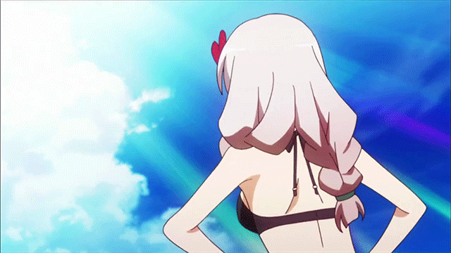 10s, animated, animated_gif, bikini, bouncing_breasts, breasts, inou-battle_wa_nichijou-kei_no_naka_de, kushikawa_hatoko