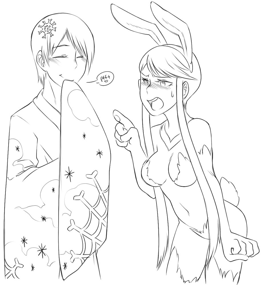 animal_ears, blush, cosplay, couple, fur, japanese_clothes, kasuga_(sengoku_basara), kimono