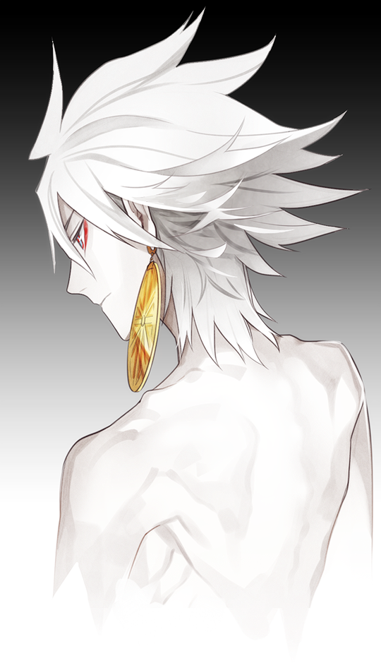 1boy, bad_id, bare_shoulders, bishounen, colored_skin, earrings, fate/apocrypha, fate_(series)