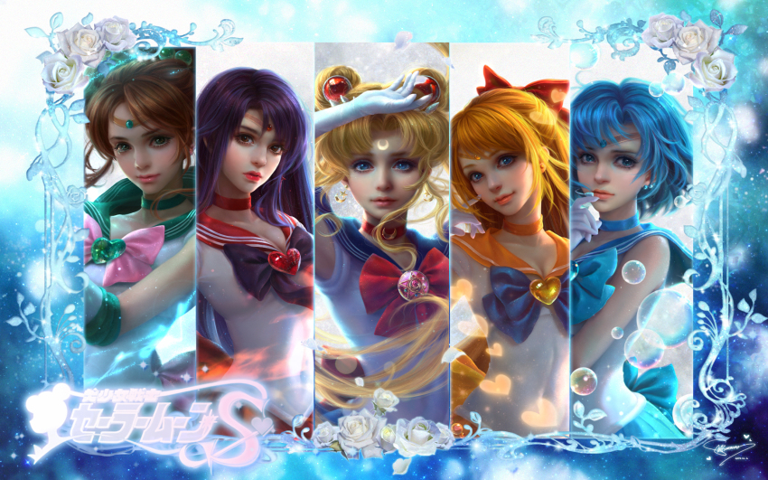 5girls, aino_minako, bishoujo_senshi_sailor_moon, bishoujo_senshi_sailor_moon_r, blonde_hair, blue_bow, blue_eyes, blue_hair