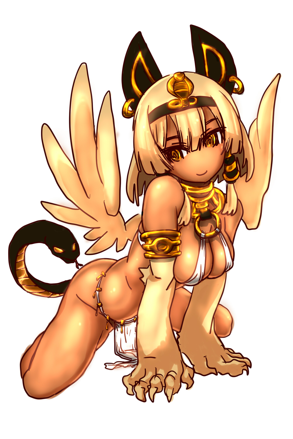 1girl, 31107029, all_fours, ancient_egyptian, animal_ears, animal_hands, bad_id, bad_pixiv_id