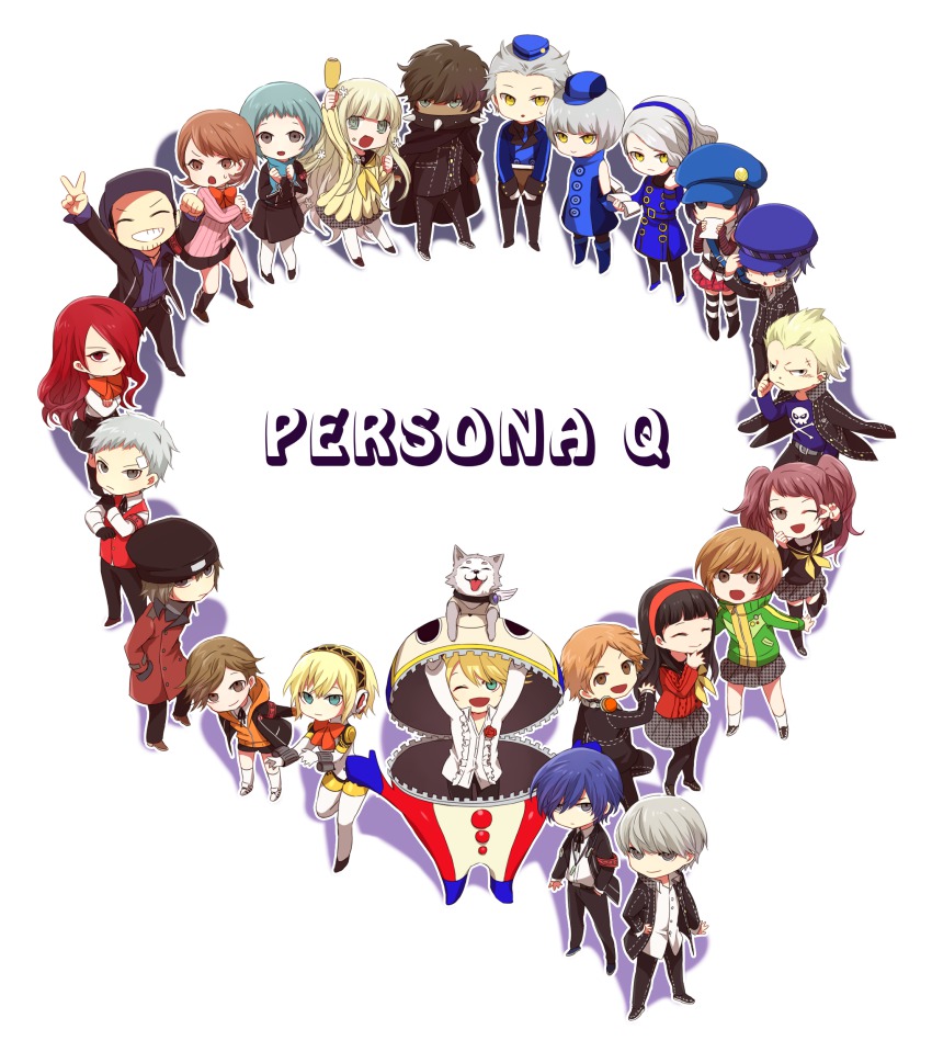 6+boys, 6+girls, :d, aigis_(persona), amada_ken, amagi_yukiko, aragaki_shinjirou, atlus