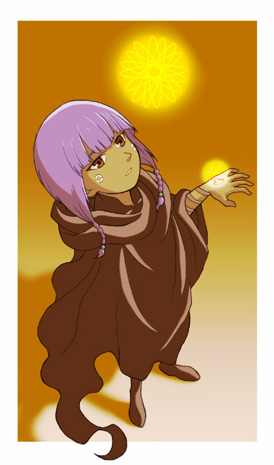 00s, 1girl, braid, cloak, female_focus, noein, purple_hair, solo