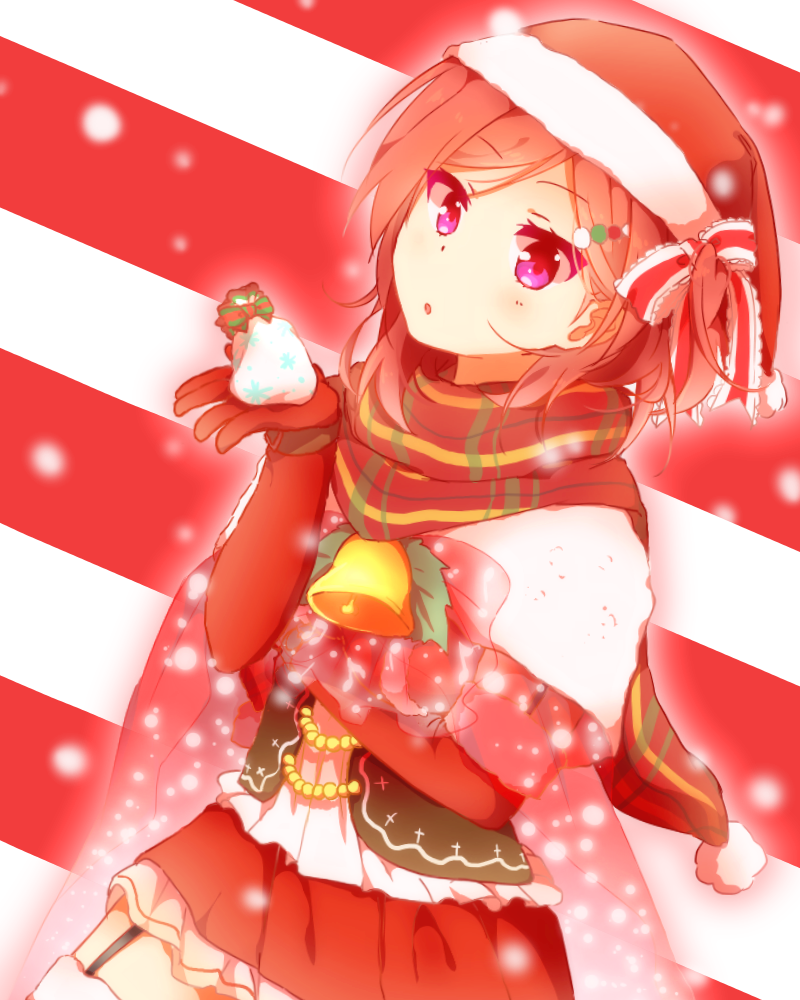 10s, 1girl, bell, bow, elbow_gloves, female_focus, gift, gloves