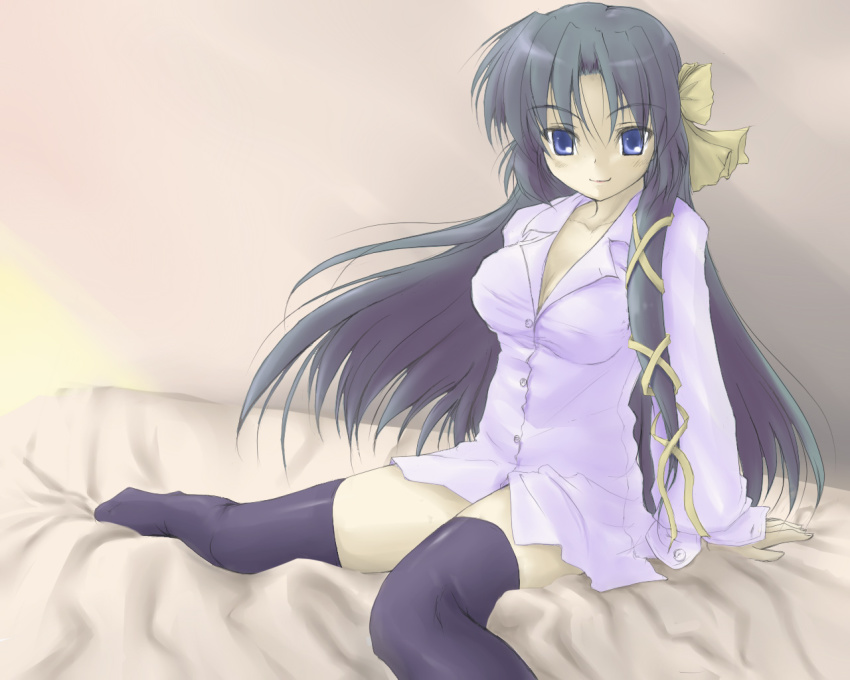 kurugaya_yuiko, little_busters!, ribbon, satou_takeshi, solo, tagme, thighhighs