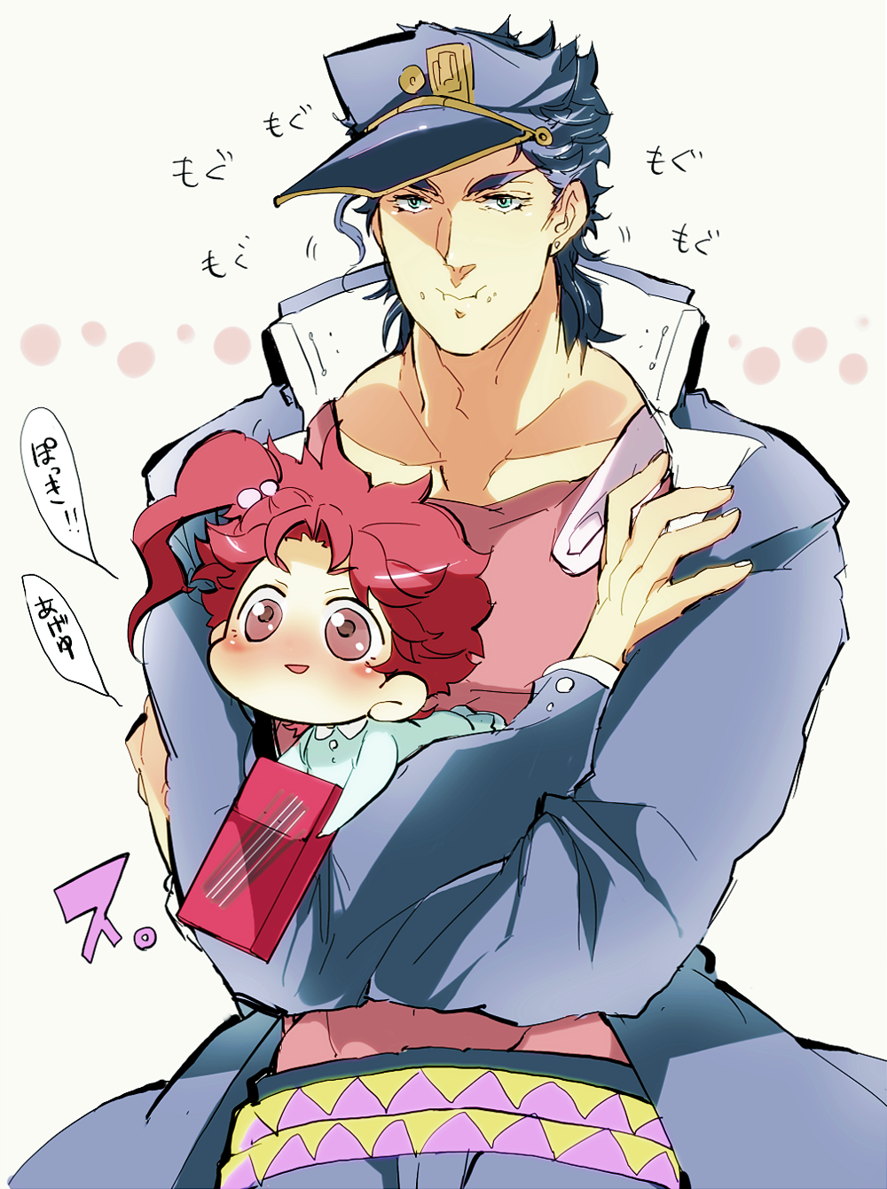 2boys, blue_eyes, blue_hair, chibi, child, eating, emir_ia, food