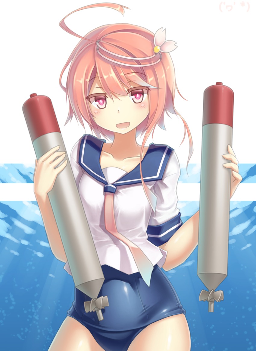 10s, 1girl, :d, ahoge, blush, collarbone, cowboy_shot, female_focus