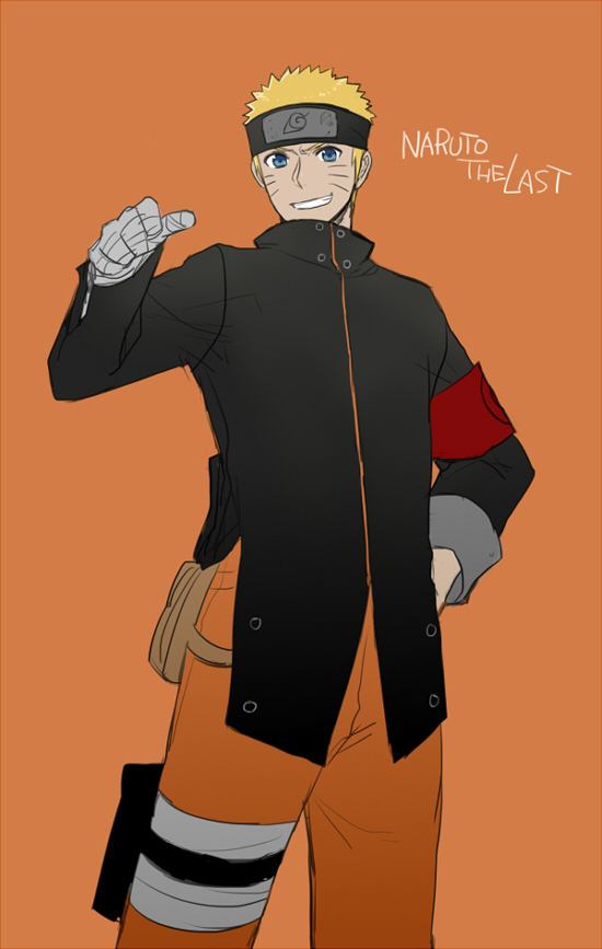 1boy, armband, bandaged_arm, forehead_protector, fukurou_(hukirou), looking_at_viewer, male_focus, naruto:_the_last