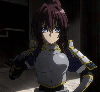 1girl, animated, animated_gif, armor, blue_eyes, brown_hair, female_focus, looking_at_viewer