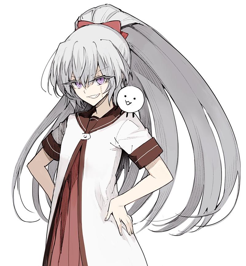 1girl, akuma_no_riddle, banba_mahiru, banba_shin'ya, cosplay, dual_persona, female_focus, grey_hair