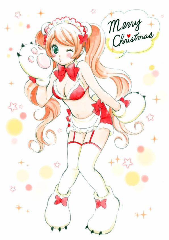 10s, 1girl, alternate_costume, animal_ears, animal_hands, bad_id, bad_twitter_id, bare_shoulders