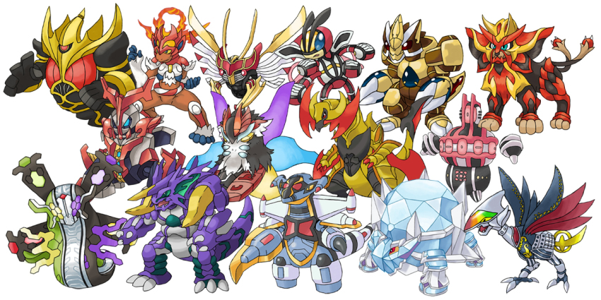armaldo, avalugg, blue_eyes, claws, claydol, closed_mouth, colored_sclera, crossover, dusknoir, extra_eyes, fighting_stance, fire, full_body, furry, fusion, gen_1_pokemon, gen_2_pokemon, gen_3_pokemon, gen_4_pokemon, gen_5_pokemon, gen_6_pokemon, gigalith, green_eyes, haxorus, heterochromia, hidewomi, ice, infernape, kamen_rider, kamen_rider_555, kamen_rider_agito, kamen_rider_agito_(series), kamen_rider_agito_(shining_form), kamen_rider_blade, kamen_rider_blade_(series), kamen_rider_dcd, kamen_rider_decade, kamen_rider_den-o, kamen_rider_den-o_(series), kamen_rider_double, kamen_rider_double_(cyclonejokerxtreme), kamen_rider_faiz, kamen_rider_fourze, kamen_rider_fourze_(cosmic_states), kamen_rider_fourze_(series), kamen_rider_gaim, kamen_rider_gaim_(kiwami_arms), kamen_rider_gaim_(series), kamen_rider_hibiki, kamen_rider_hibiki_(series), kamen_rider_kabuto, kamen_rider_kabuto_(series), kamen_rider_kiva, kamen_rider_kiva_(emperor_form), kamen_rider_kiva_(series), kamen_rider_kuuga, kamen_rider_kuuga_(series), kamen_rider_kuuga_(ultimate_form), kamen_rider_ooo, kamen_rider_ooo_(putotyra_combo), kamen_rider_ooo_(series), kamen_rider_ryuki, kamen_rider_ryuki_(series), kamen_rider_ryuki_survive, kamen_rider_w, kamen_rider_wizard, kamen_rider_wizard_(infinity_style), kamen_rider_wizard_(series), ledian, legendary_pokemon, multiple_tails, multiple_wings, nidoking, ninjask, nintendo, one-eyed, open_mouth, pokemon, pokemon_(creature), purple_eyes, pyroar, pyroar_(male), red_eyes, sandslash, simple_background, skarmory, tail, two_tails, volcarona, white_background, wings, yellow_eyes, yellow_sclera, zygarde, zygarde_(50%)