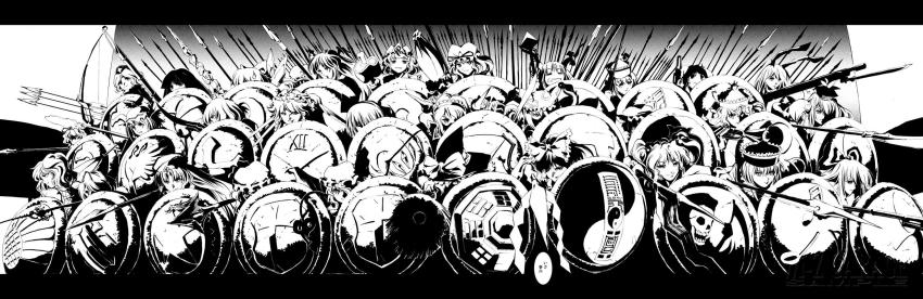 300_(movie), 6+girls, alice_margatroid, animal_ears, antennae, archlich, arrow_(projectile), bat_wings