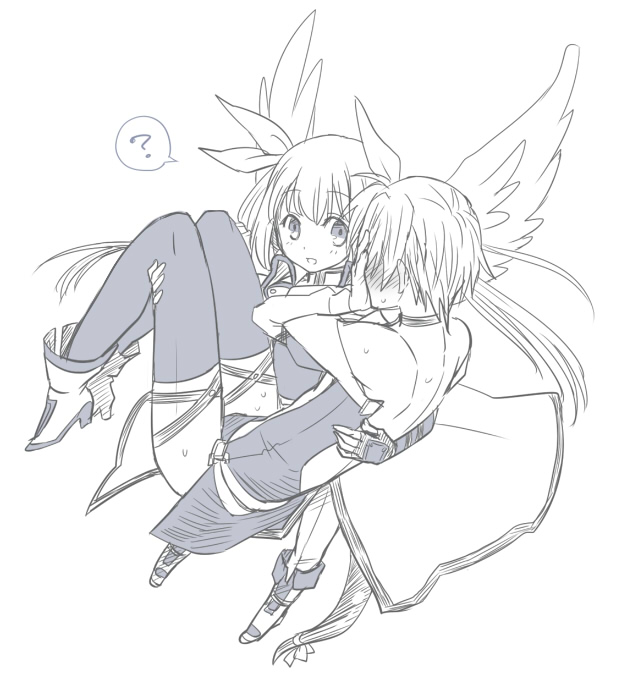 1boy, 1girl, blush, carrying, cosplay, costume_switch, couple, covering_face