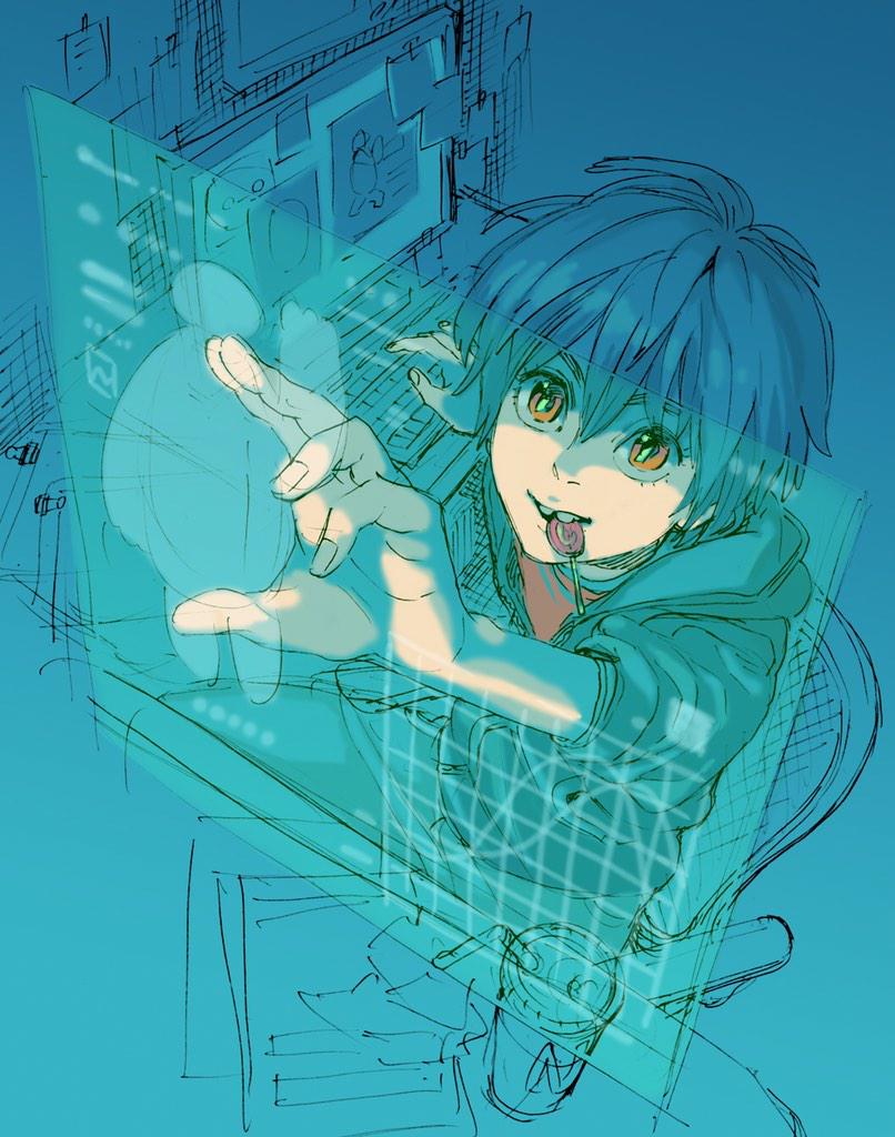 1boy, baymax, big_hero_6, brown_eyes, candy, food, hiro_hamada, holographic_interface