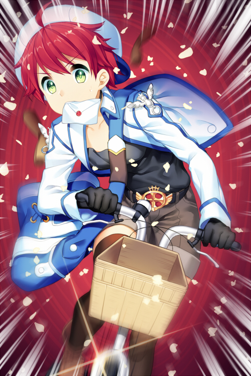 1girl, ahoge, bad_id, bad_pixiv_id, bag, belt, bicycle, black_gloves