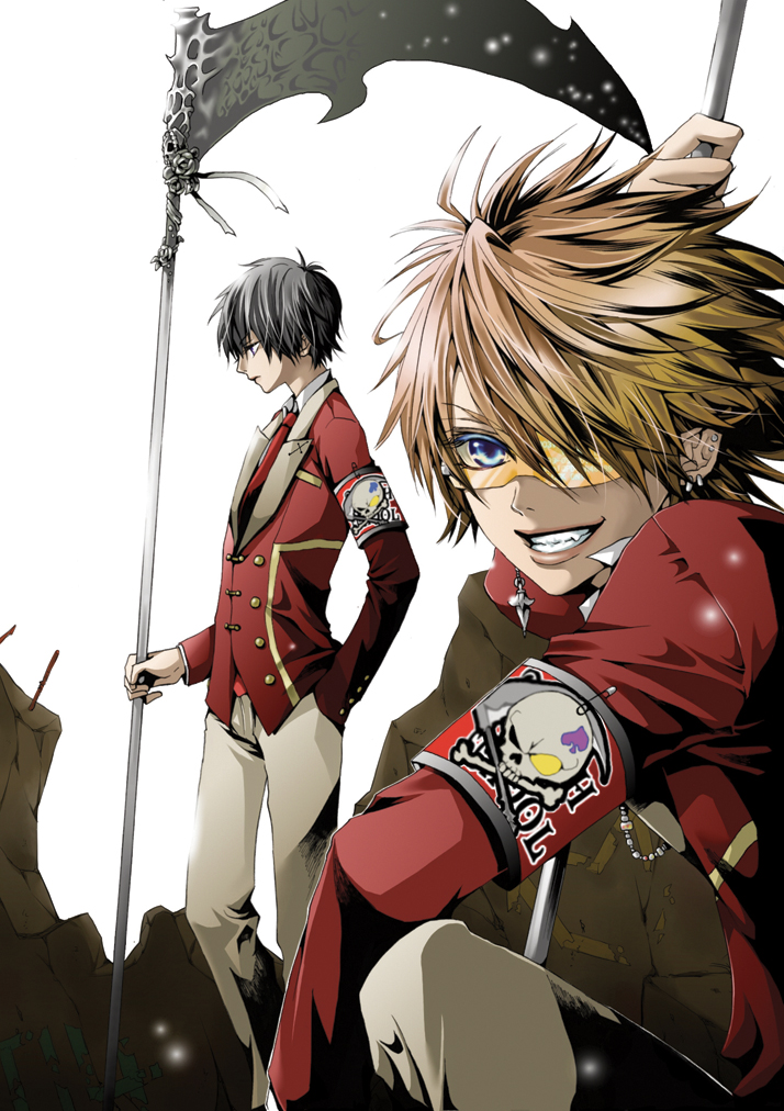 1boy, 1girl, blazer, blonde_hair, child, dasoku, earrings, hakuseki