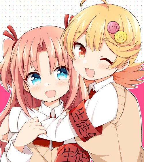 10s, 1boy, 1girl, :3, :d, ;3, ;d, arikawa_hime