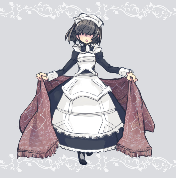 10s, 1girl, black_hair, coppelia_(log_horizon), female_focus, hair_over_eyes, log_horizon, maid, mo_(deciliter), short_hair, solo