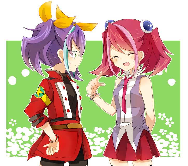 2girls, bad_id, bad_pixiv_id, blue_hair, bracelet, bracelet_girls, closed_eyes, green_eyes