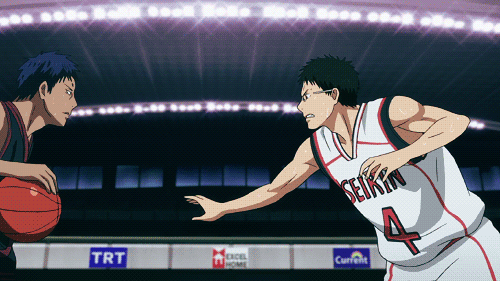 2boys, animated, animated_gif, aomine_daiki, ball, basketball, basketball_(object), basketball_uniform