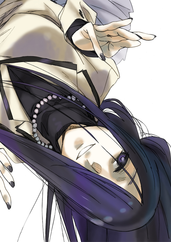 1girl, female_focus, hyakko, jewelry, katou_haruaki, long_hair, looking_at_viewer, nail_polish