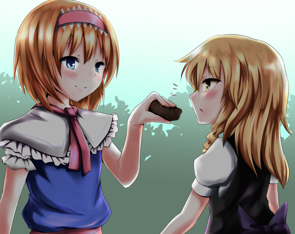 2girls, alice_margatroid, ascot, bad_id, bad_nicoseiga_id, blonde_hair, blue_eyes, blush