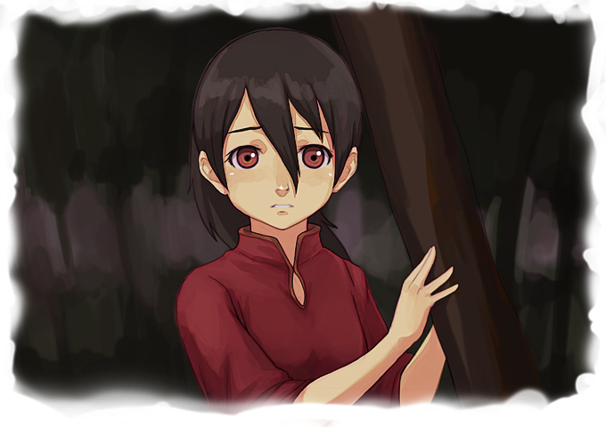 1girl, 29_(artist), balsa, black_hair, child, female_focus, long_hair, ponytail