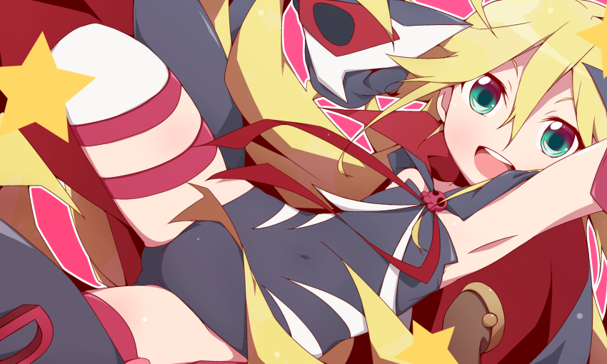 10s, 1girl, aqua_eyes, armpits, blonde_hair, blue_eyes, cape, child