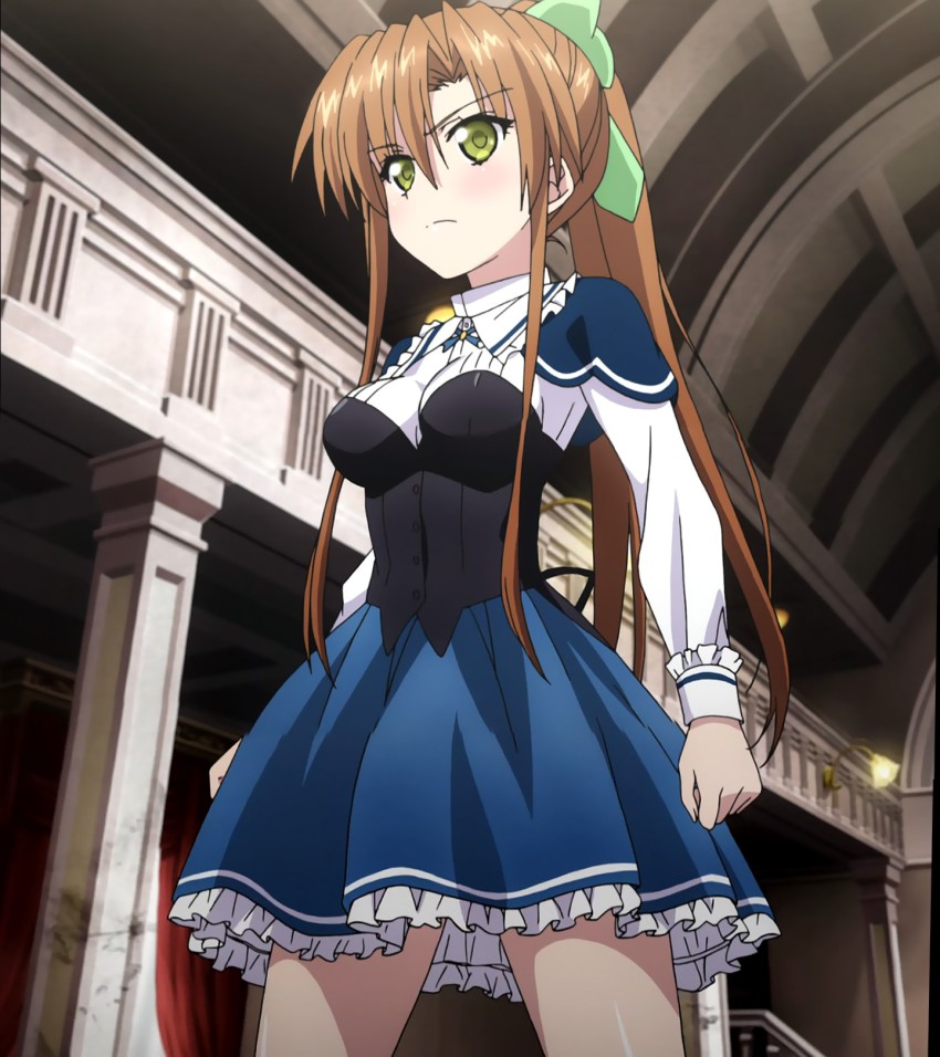 10s, absolute_duo, brown_hair, green_eyes, highres, nagakura_imari, ponytail, school_uniform