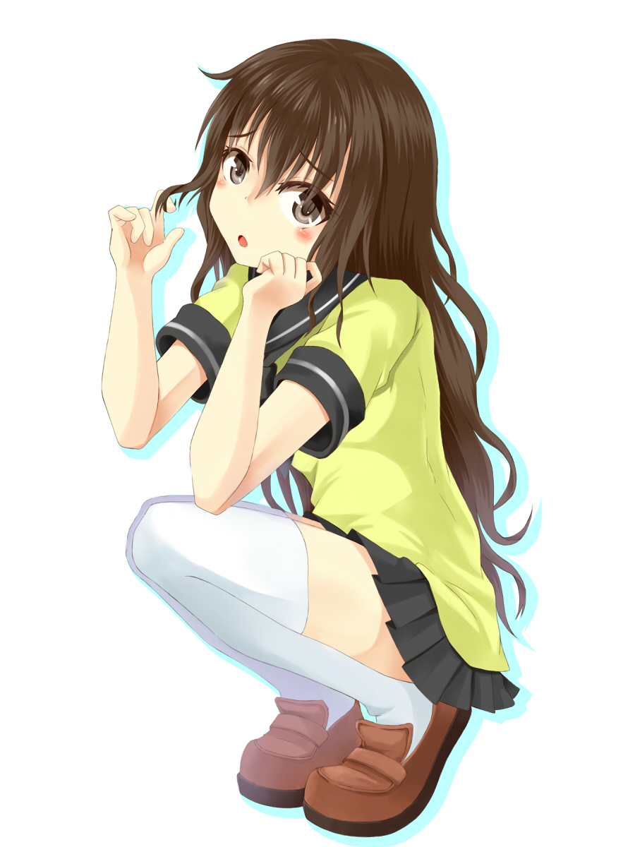 10s, 1girl, blush, brown_eyes, brown_hair, female_focus, full_body, highres