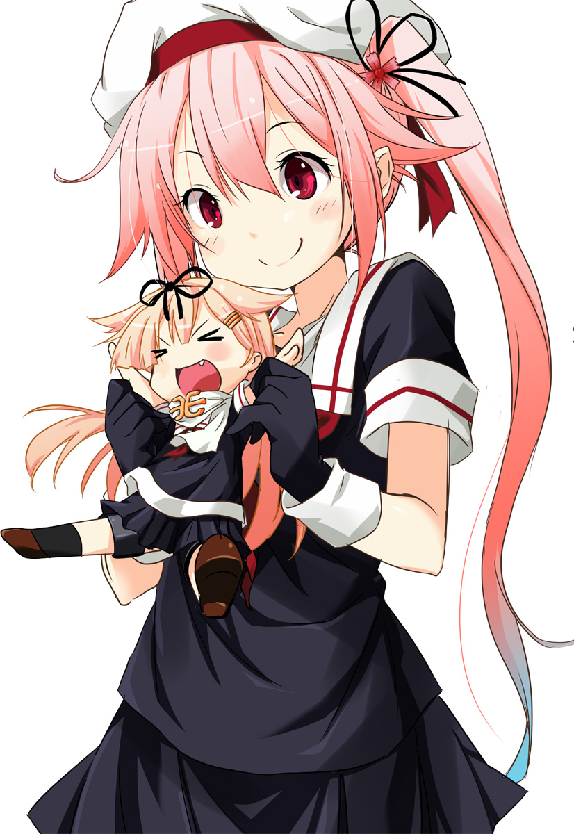 >_<, 10s, 2girls, bad_id, bad_pixiv_id, blonde_hair, blue_hair, closed_eyes