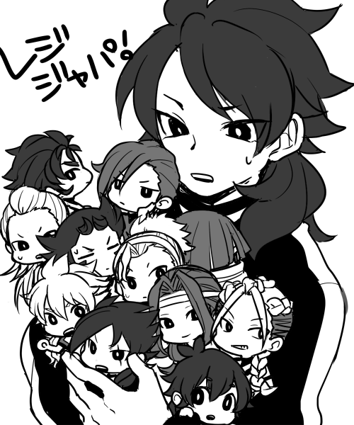 10s, 6+boys, braid, carrying, chibi, everyone, fudou_akio, gomaki_tetsurou