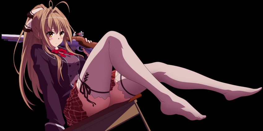 10s, 1girl, absurdres, amagi_brilliant_park, amassu, antenna_hair, blush, breasts, brown_hair, carrying, carrying_over_shoulder, classroom, derivative_work, desk, female_focus, full_body, gun, highres, huge_filesize, incredibly_absurdres, legs, long_hair, maruki_nobuaki, md5_mismatch, musket, plaid_clothes, plaid_skirt, ponytail, resized, resolution_mismatch, ribbon, school, school_uniform, sento_isuzu, shoulder_carry, sitting, skirt, solo, source_smaller, sweater_vest, table, thick_thighs, thighhighs, thighs, transparent_background, upscaled, vector_trace, weapon, white_thighhighs, yellow_eyes, zettai_ryouiki