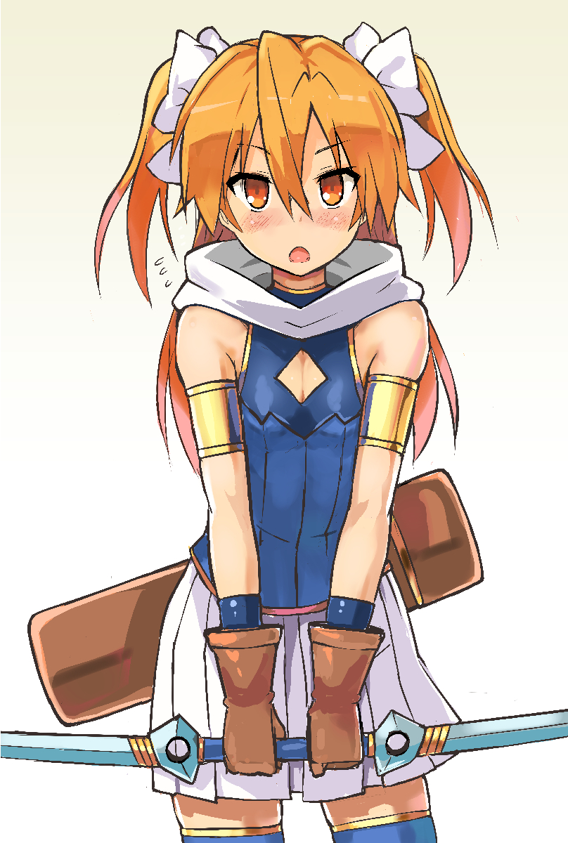 1girl, armlet, artemis_phoebus, blush, brown_gloves, cleavage_cutout, clothing_cutout, cowboy_shot