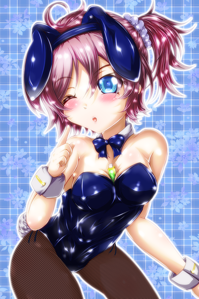 10s, 1girl, animal_ears, aoba_(kancolle), axtmrc, blue_eyes, blush, breasts