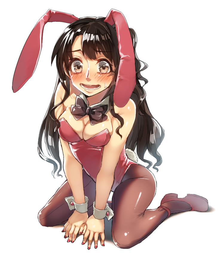 10s, 1girl, all_fours, bad_id, bad_pixiv_id, blush, bow, bowtie