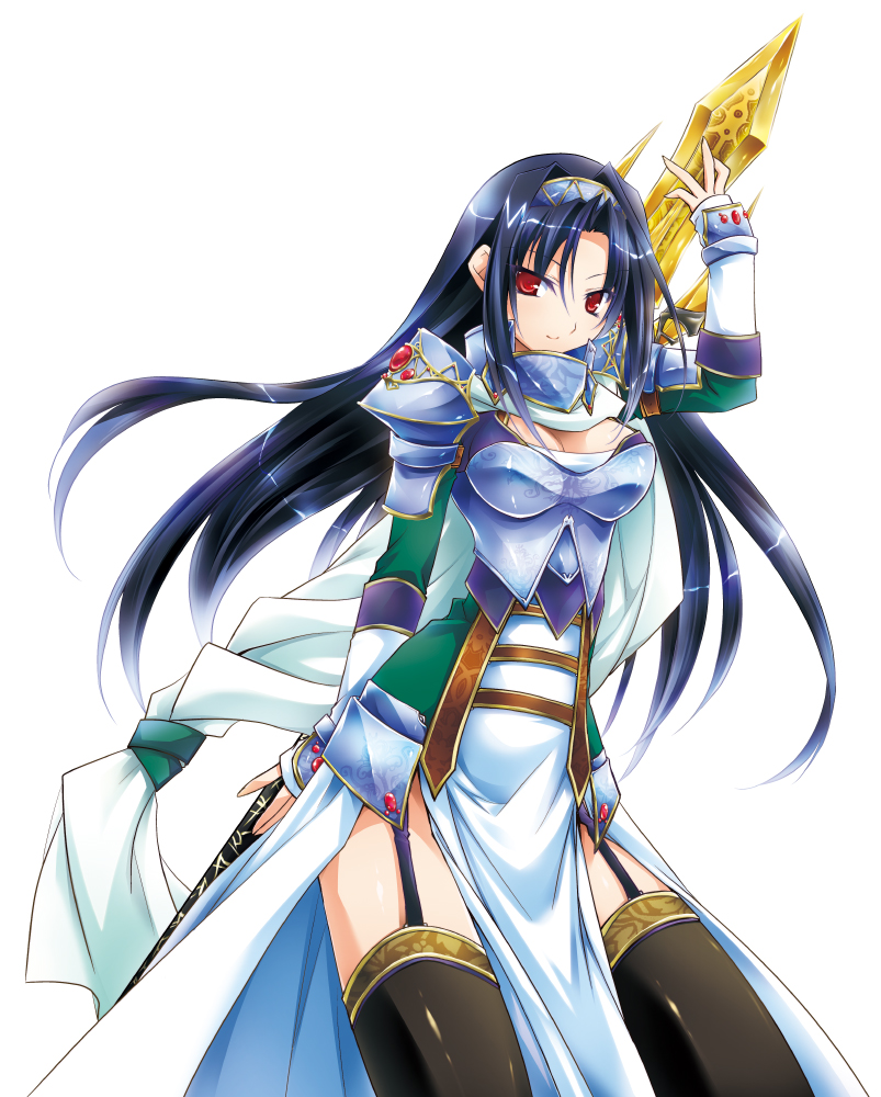 1girl, armor, asio_(asiogimuto), bad_id, bad_pixiv_id, black_hair, breasts, cleavage