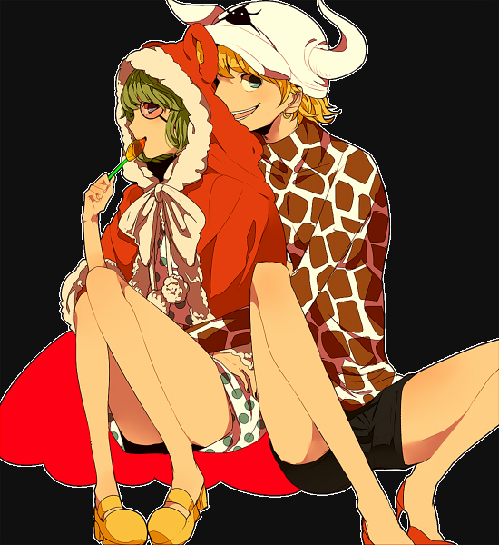 1boy, 1girl, bad_id, bad_pixiv_id, candy, cape, dellinger_(one_piece), donquixote_pirates
