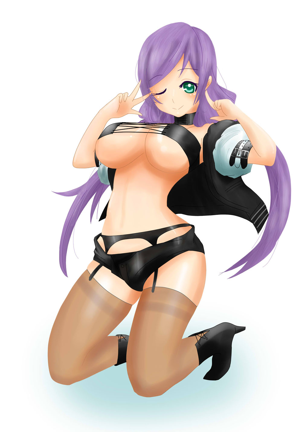 1girl, aki_sakura, bad_id, bad_pixiv_id, breasts, cleavage, cosplay, costume_switch