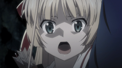 1boy, 1girl, animated, animated_gif, black_hair, blonde_hair, green_eyes, isuca