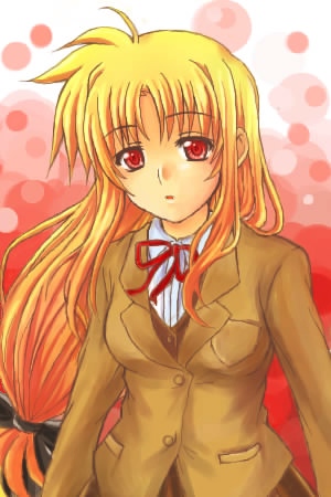 00s, 1girl, blonde_hair, fate_testarossa, female_focus, long_hair, low-tied_long_hair, lowres