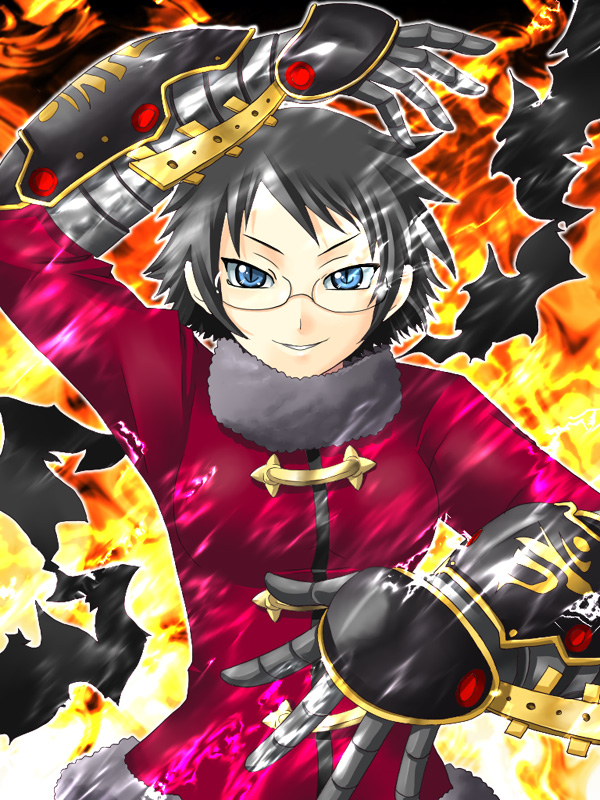 alchemist, alchemist_(sekaiju), alchemist_2_(sekaiju), atlus, black_hair, etrian_odyssey, fire, glasses