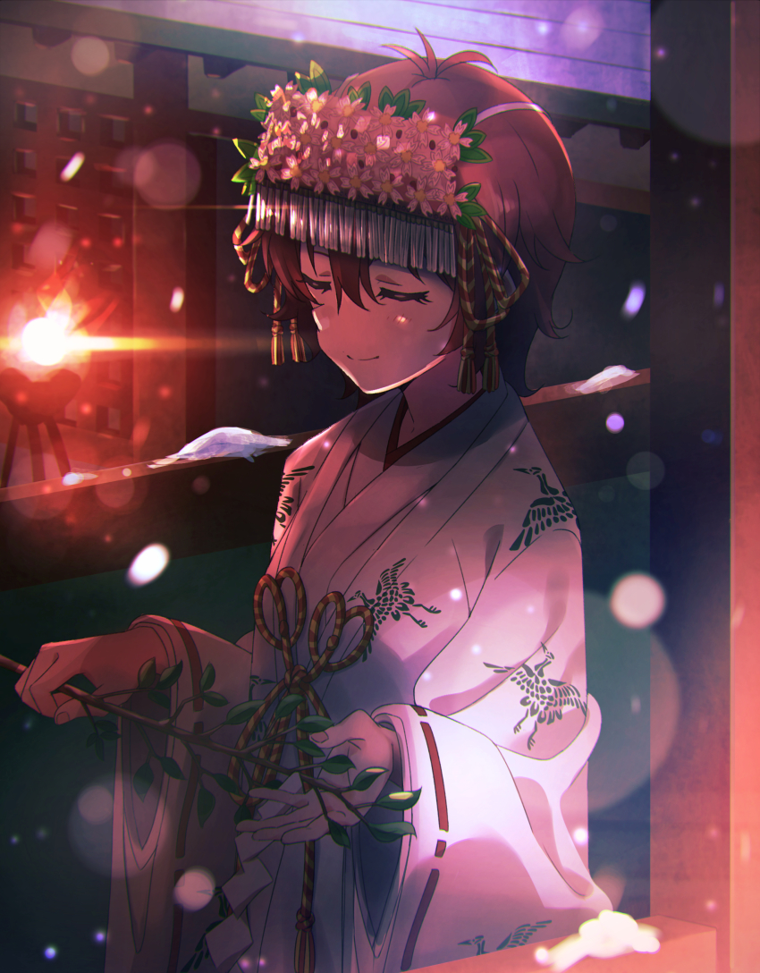 10s, 1girl, absurdres, bad_id, bad_pixiv_id, bird, branch, brazier