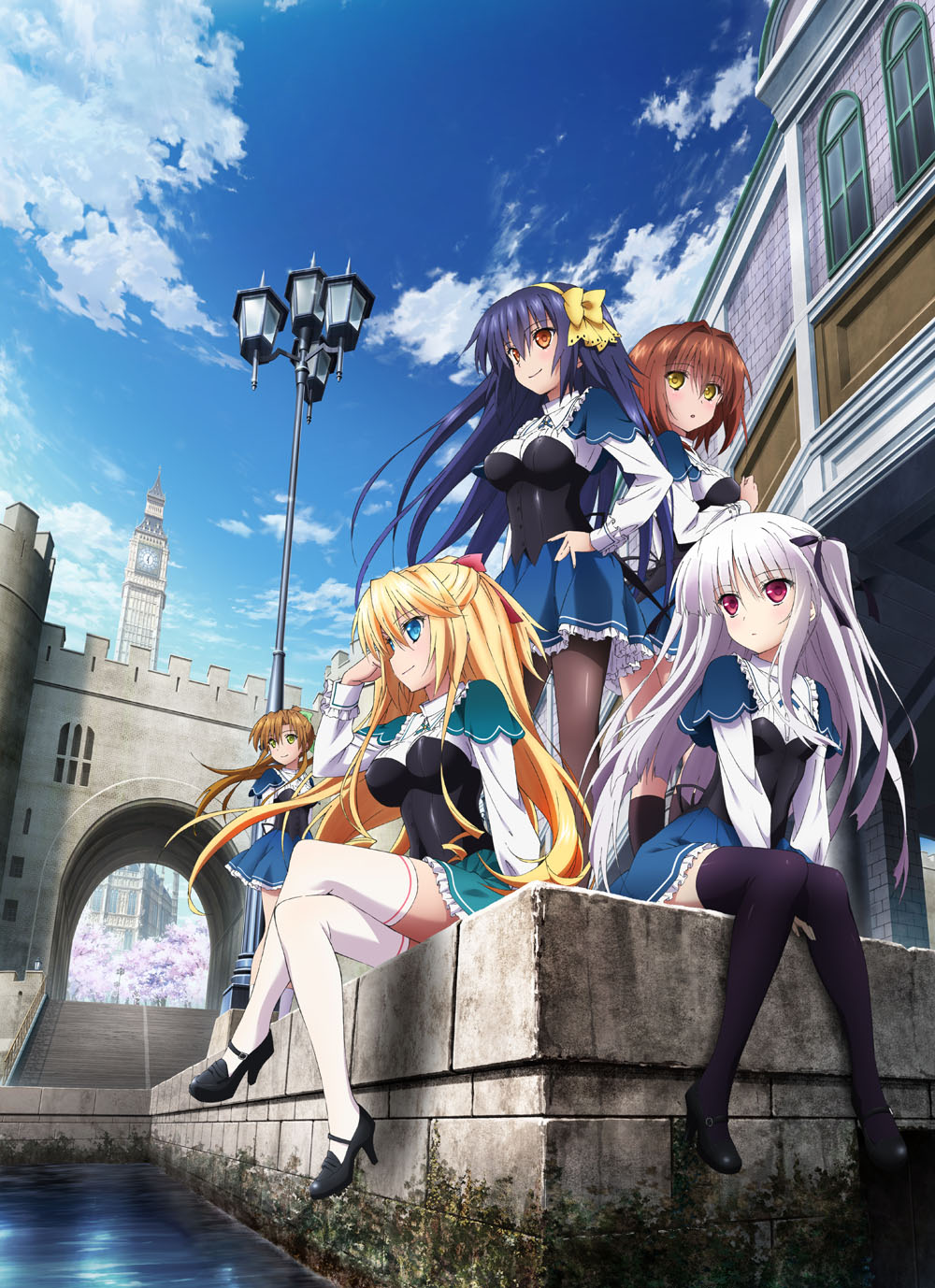 10s, 5girls, absolute_duo, artist_request, city, dress, female_focus, high_heels