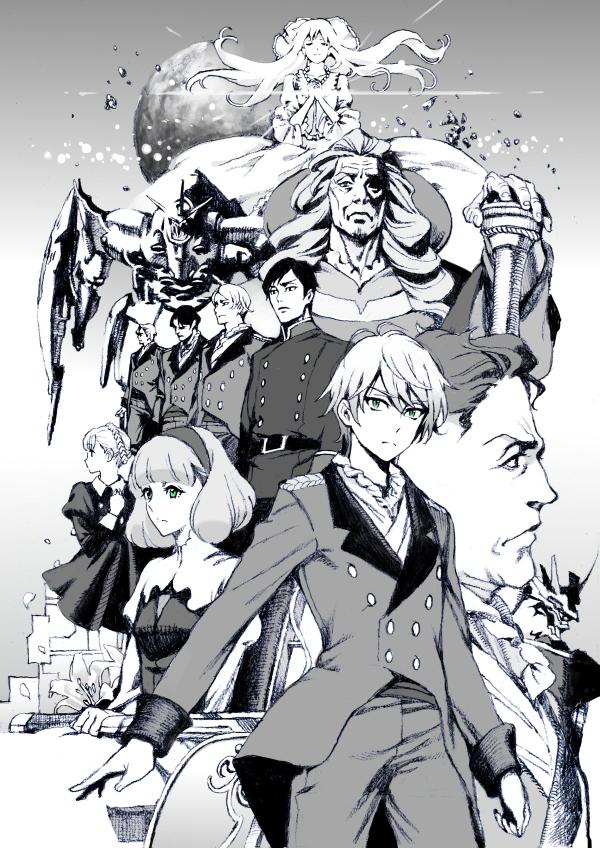 10s, 3girls, 6+boys, aldnoah.zero, ascot, asseylum_vers_allusia, barouhcruz, blunt_bangs