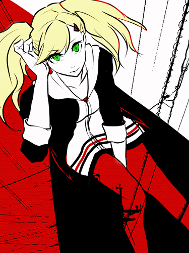 10s, 1girl, anzu_komaki, bad_id, bad_pixiv_id, blonde_hair, female_focus, green_eyes